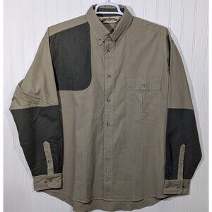 Bob Allen Shooting Shirt Men's XL Khaki & Green Hunting Outdoor Long Sleeve